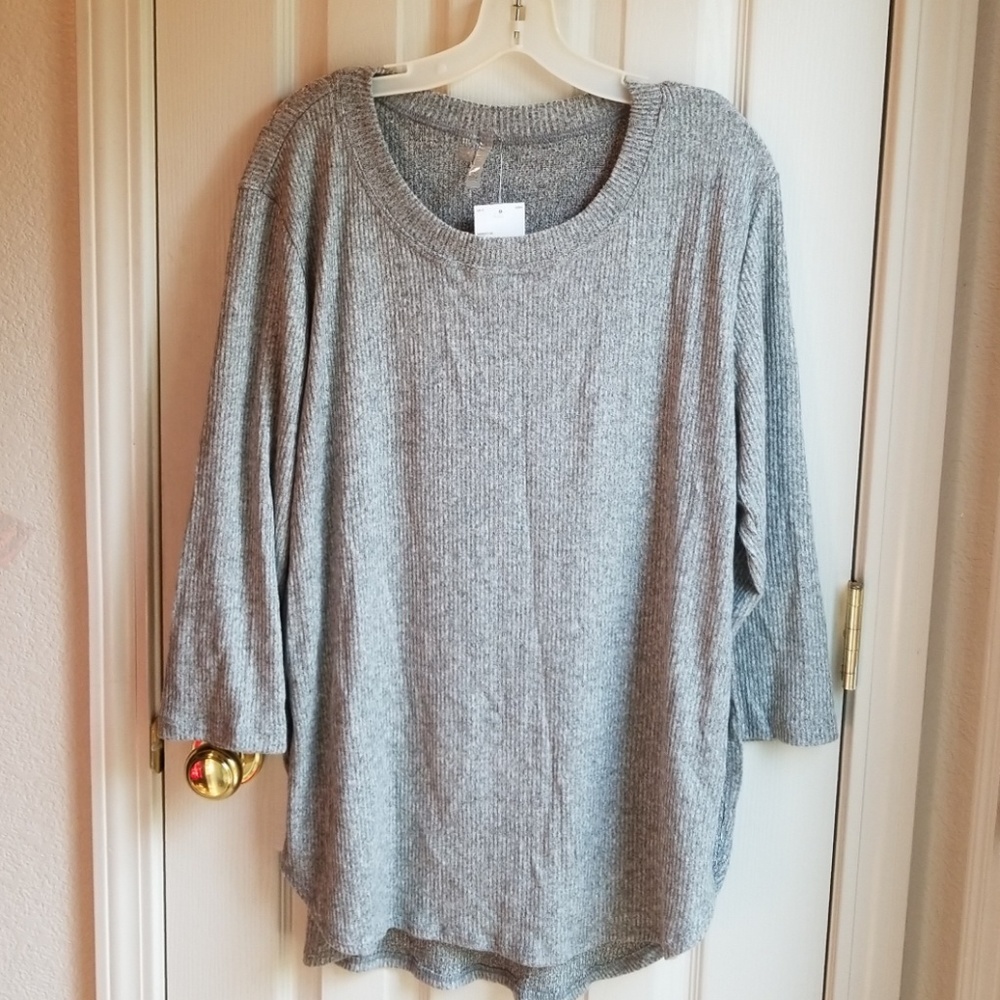 NWT SILVERWEAR GRAY 3/4 SLEEVE SOFT SWEATER SZ XXL